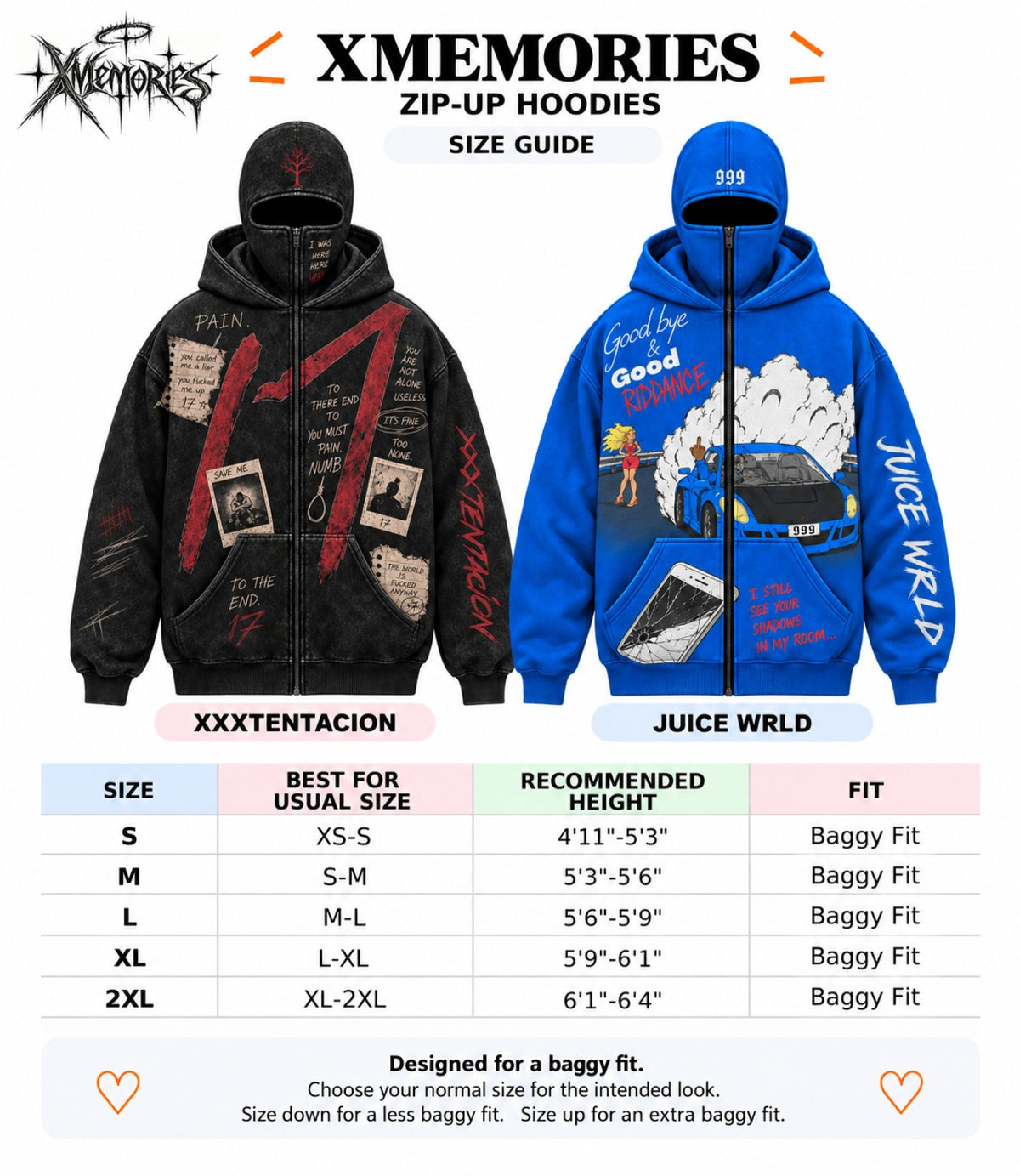XMemories™ Graphic Zip-Up Hoodies